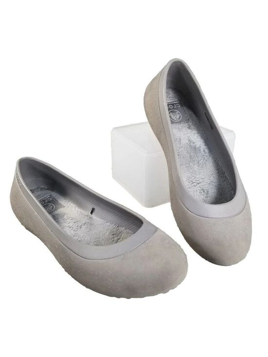 Crocs Shoes - Crocs Mammoth Gray Faux Fur-Lined Ballet Flats Women’s Size 8